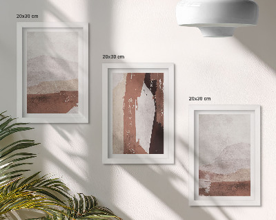Triptych v ráme Abstraktné vzory v odtieňoch hnedej a béžovej