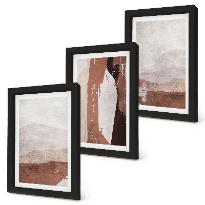 Triptych v ráme Abstraktné vzory v odtieňoch hnedej a béžovej
