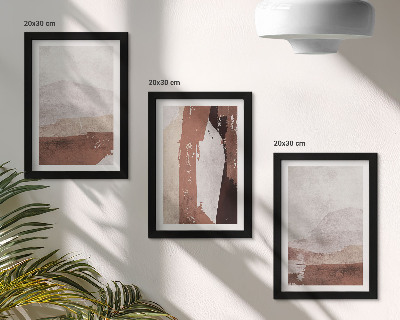 Triptych v ráme Abstraktné vzory v odtieňoch hnedej a béžovej