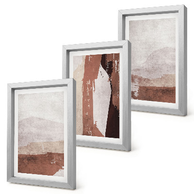 Triptych v ráme Abstraktné vzory v odtieňoch hnedej a béžovej