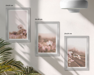 Triptych v ráme Divoké kvety na lúkach v lete, romantické krajiny