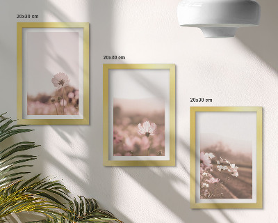 Triptych v ráme Divoké kvety na lúkach v lete, romantické krajiny
