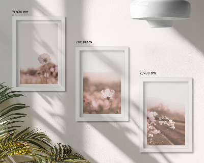 Triptych v ráme Divoké kvety na lúkach v lete, romantické krajiny