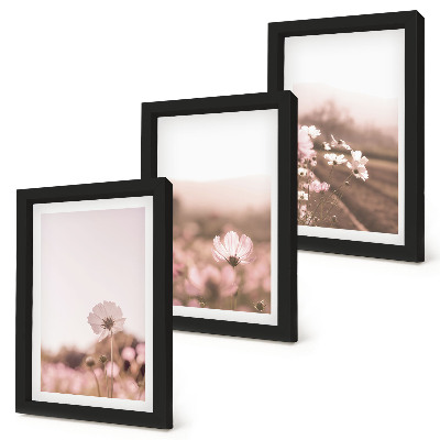 Triptych v ráme Divoké kvety na lúkach v lete, romantické krajiny