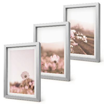 Triptych v ráme Divoké kvety na lúkach v lete, romantické krajiny