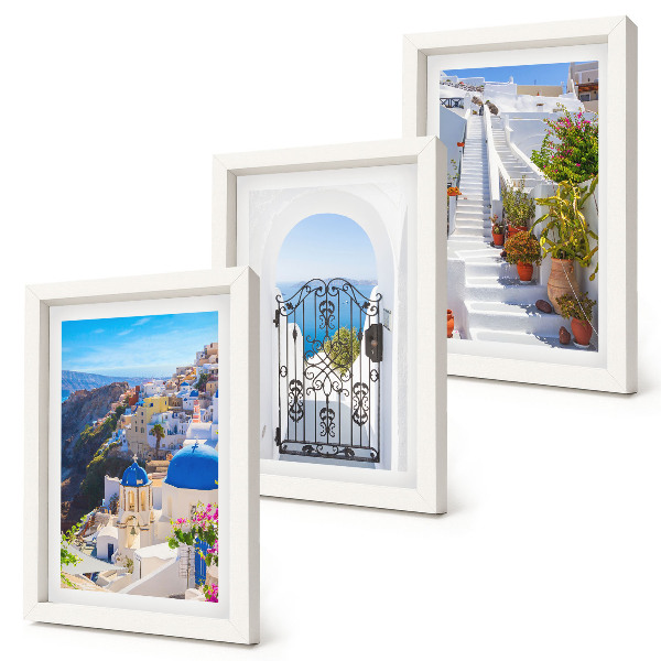 Triptych v ráme Pohľady na grécku architektúru ostrova Oia v Santorini
