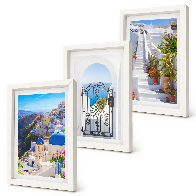 Triptych v ráme Pohľady na grécku architektúru ostrova Oia v Santorini