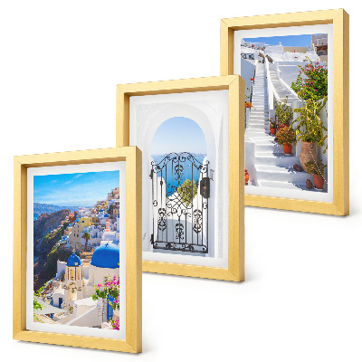 Triptych v ráme Pohľady na grécku architektúru ostrova Oia v Santorini