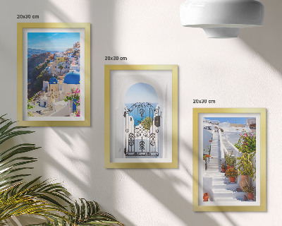Triptych v ráme Pohľady na grécku architektúru ostrova Oia v Santorini