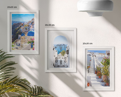 Triptych v ráme Pohľady na grécku architektúru ostrova Oia v Santorini