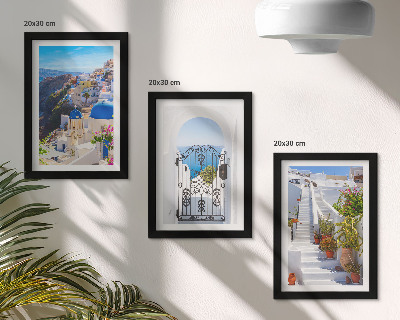 Triptych v ráme Pohľady na grécku architektúru ostrova Oia v Santorini
