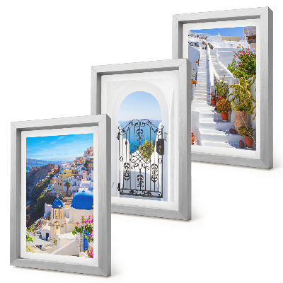 Triptych v ráme Pohľady na grécku architektúru ostrova Oia v Santorini