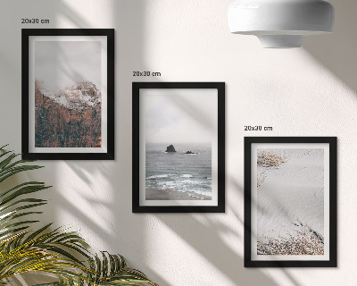 Triptych v ráme Hory, oblaky, more a piesok v prírodných odtieňoch