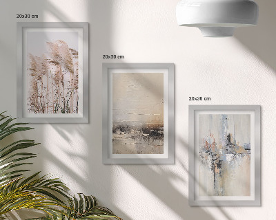Triptych v ráme Prírodná vegetácia, abstraktné vzory v tlmených farbách