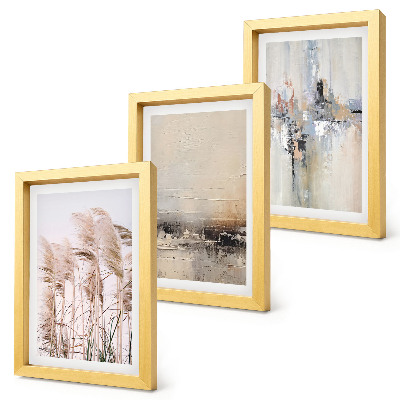 Triptych v ráme Prírodná vegetácia, abstraktné vzory v tlmených farbách
