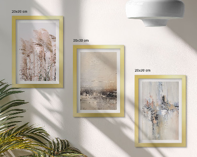 Triptych v ráme Prírodná vegetácia, abstraktné vzory v tlmených farbách