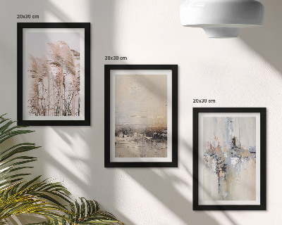 Triptych v ráme Prírodná vegetácia, abstraktné vzory v tlmených farbách