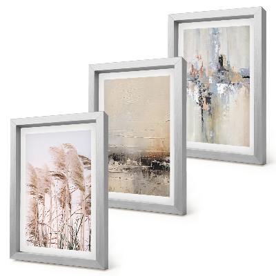 Triptych v ráme Prírodná vegetácia, abstraktné vzory v tlmených farbách