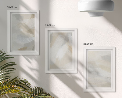 Triptych v ráme Abstraktné svetlé pozadie s jemnými ťahmi štetcom