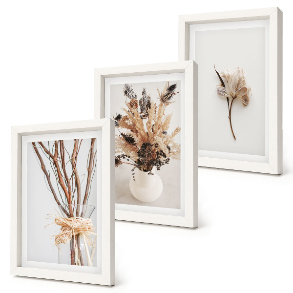 Triptych v ráme Kvety a konáre v minimalistickom prírodnom štýle