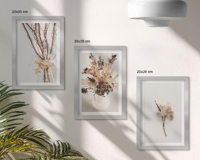 Triptych v ráme Kvety a konáre v minimalistickom prírodnom štýle