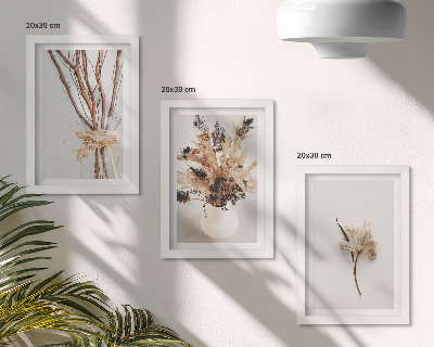 Triptych v ráme Kvety a konáre v minimalistickom prírodnom štýle
