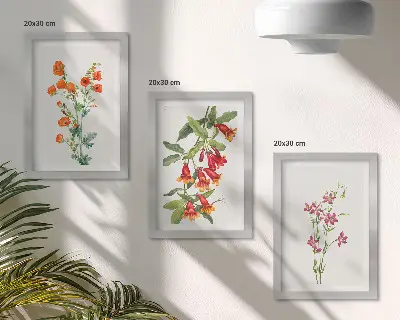 Kvetinový obraz Vintage retro triptych v ráme