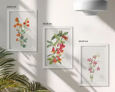 Kvetinový obraz Vintage retro triptych v ráme