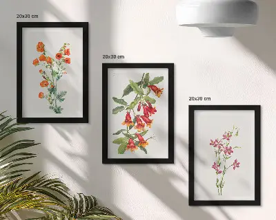 Kvetinový obraz Vintage retro triptych v ráme