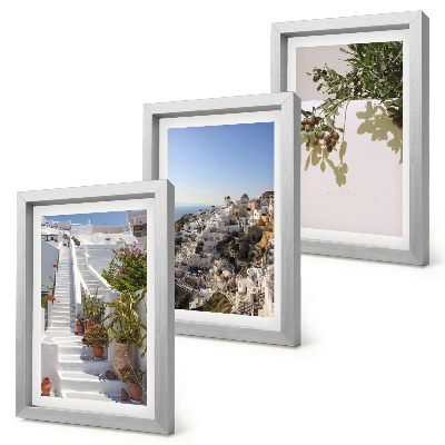Triptych v ráme Biele schody na Santorini s výhľadom na mesto