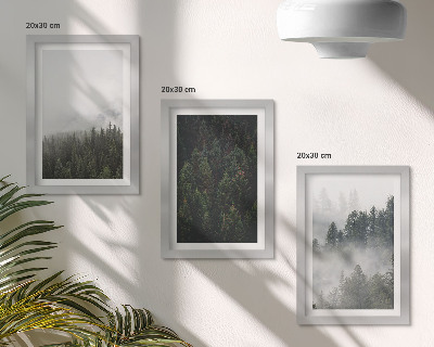 Triptych v ráme Zelené lesy v hmlistom prírodnom prostredí