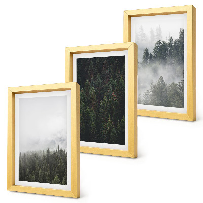 Triptych v ráme Zelené lesy v hmlistom prírodnom prostredí