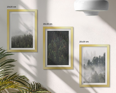Triptych v ráme Zelené lesy v hmlistom prírodnom prostredí
