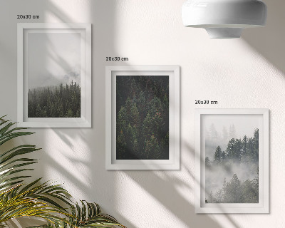 Triptych v ráme Zelené lesy v hmlistom prírodnom prostredí