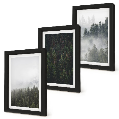 Triptych v ráme Zelené lesy v hmlistom prírodnom prostredí