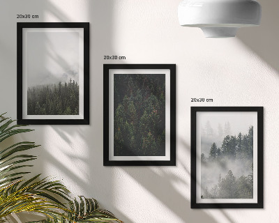 Triptych v ráme Zelené lesy v hmlistom prírodnom prostredí