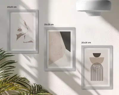 Sada obrazov do obývačky s motívom abstraktných geometrických tvarov a ženskej tváre
