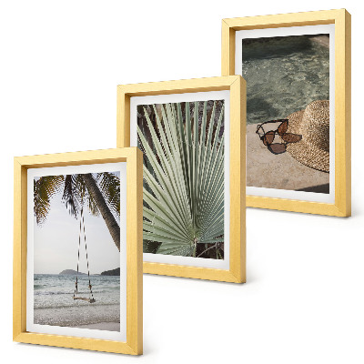 Triptych v ráme Dovolenka na pláži s hojdačkou z palmových listov