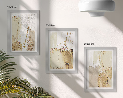 Triptych v ráme Abstraktné vzory v odtieňoch béžovej a bielej