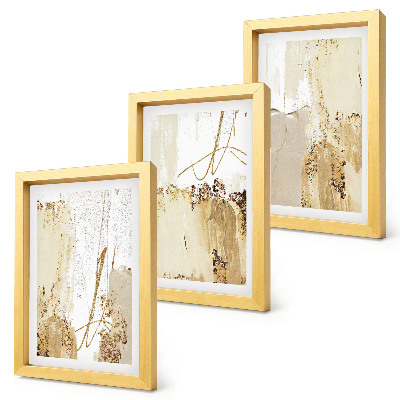 Triptych v ráme Abstraktné vzory v odtieňoch béžovej a bielej