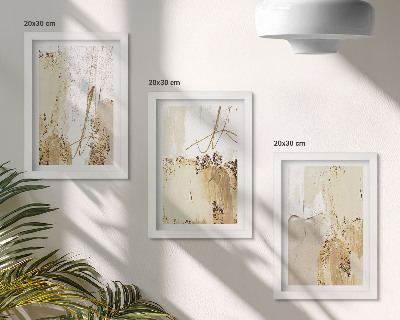 Triptych v ráme Abstraktné vzory v odtieňoch béžovej a bielej