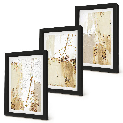 Triptych v ráme Abstraktné vzory v odtieňoch béžovej a bielej