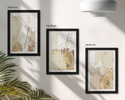Triptych v ráme Abstraktné vzory v odtieňoch béžovej a bielej