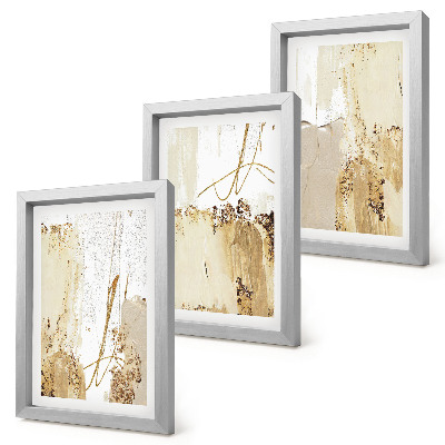 Triptych v ráme Abstraktné vzory v odtieňoch béžovej a bielej