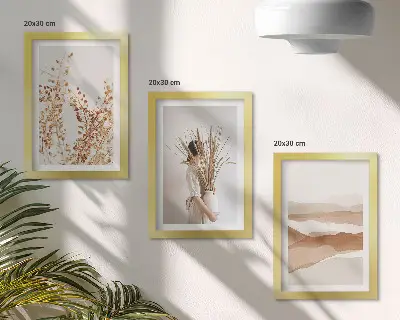 Sada obrazov do obývačky s rastlinnými motívmi v abstraktnom rustikálnom boho štýle