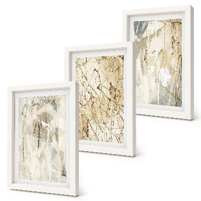 Triptych v ráme Abstraktné vzory v odtieňoch béžovej a sivej