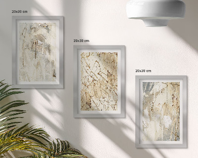 Triptych v ráme Abstraktné vzory v odtieňoch béžovej a sivej