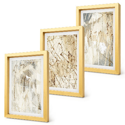 Triptych v ráme Abstraktné vzory v odtieňoch béžovej a sivej