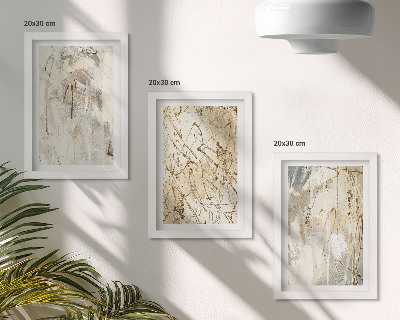 Triptych v ráme Abstraktné vzory v odtieňoch béžovej a sivej