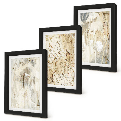 Triptych v ráme Abstraktné vzory v odtieňoch béžovej a sivej